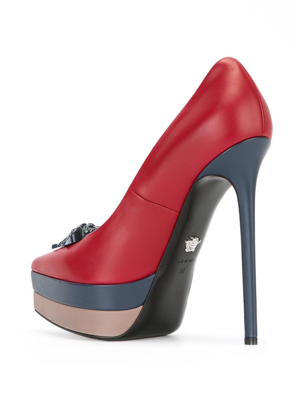 Versace Leather Platform Medusa Pumps in Red Lyst