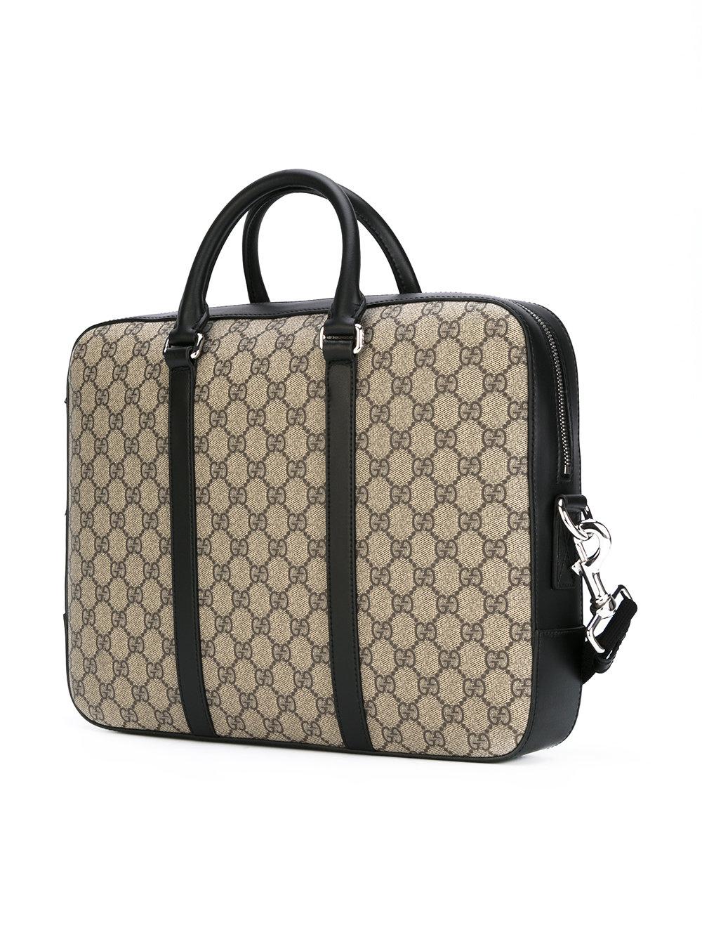 Gucci Leather Gg Supreme Laptop Bag in Black - Lyst