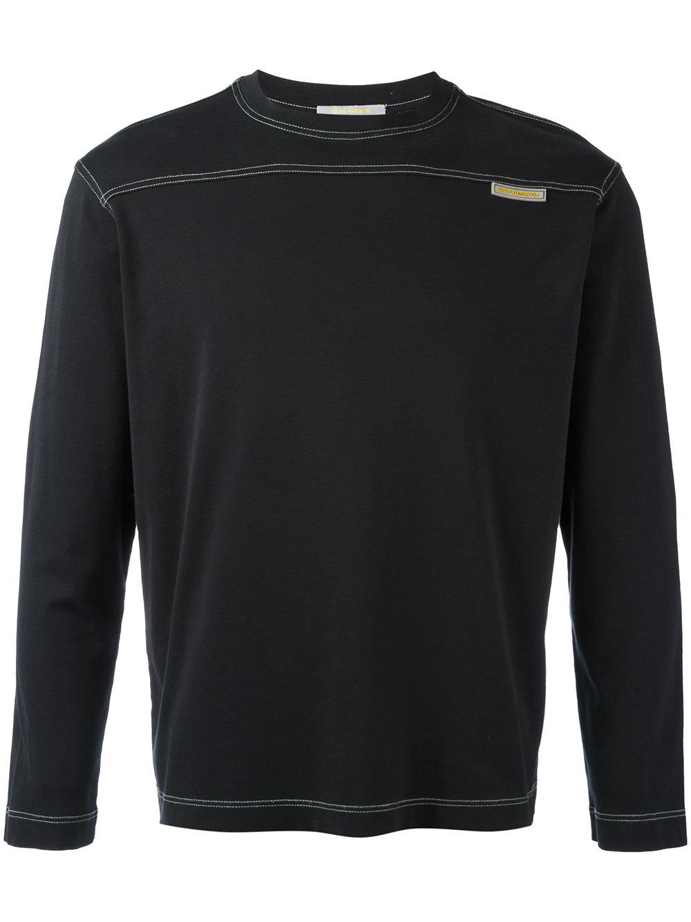 Louis Vuitton Cotton Stitch Detail Sweatshirt in Black for Men - Lyst
