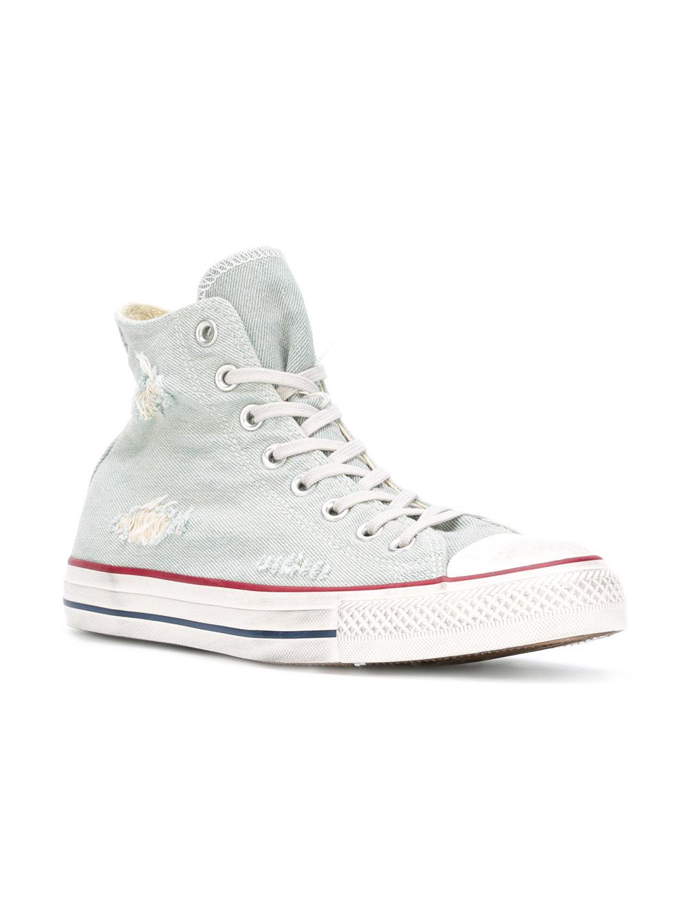 Distressed top denim converse