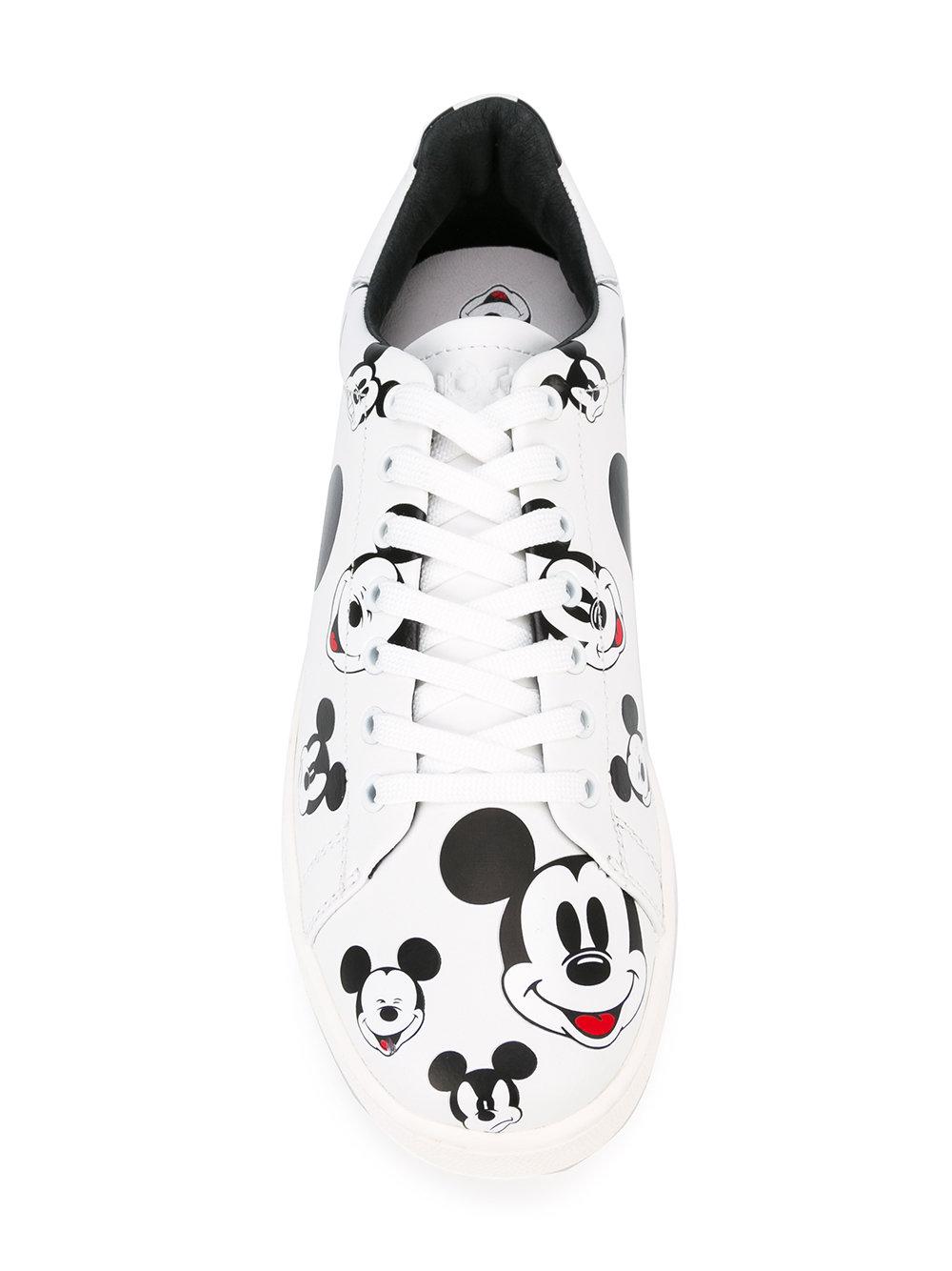 MOA Leather Mickey Mouse Printed Low Top Sneakers in White for Men - Lyst