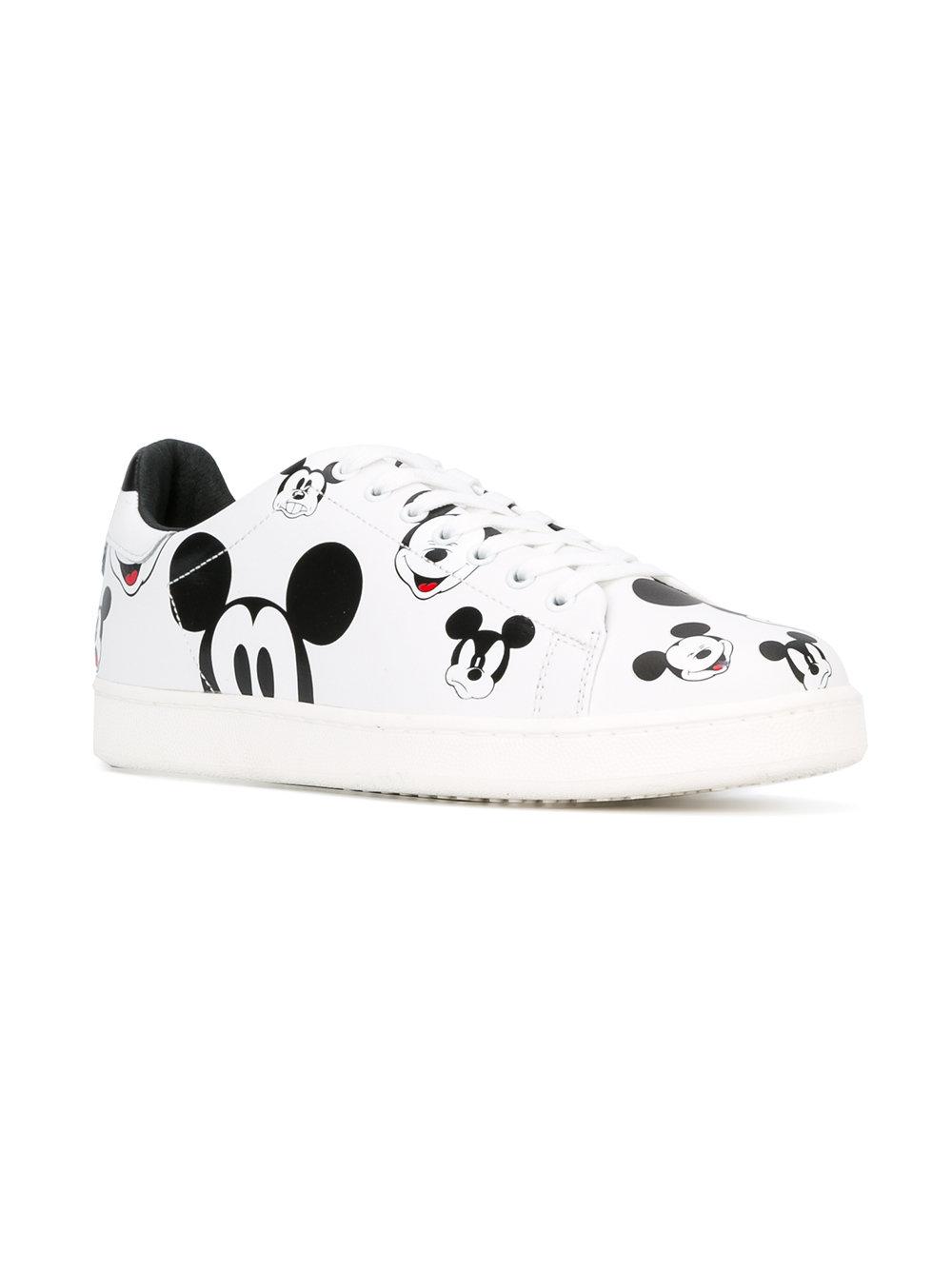 MOA Leather Mickey Mouse Printed Low Top Sneakers in White for Men - Lyst