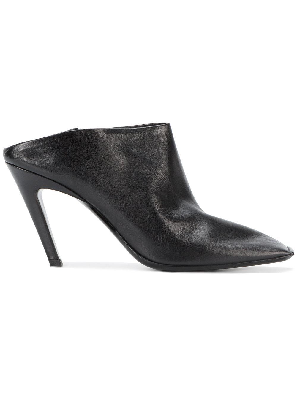 balenciaga square toe leather mules