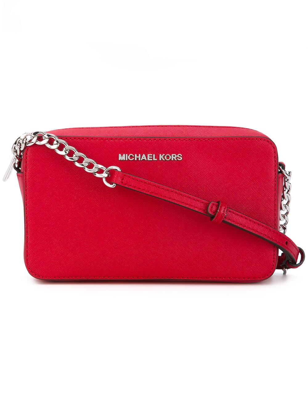 Michael michael kors Logo Plaque Crossbody Bag in Red Lyst