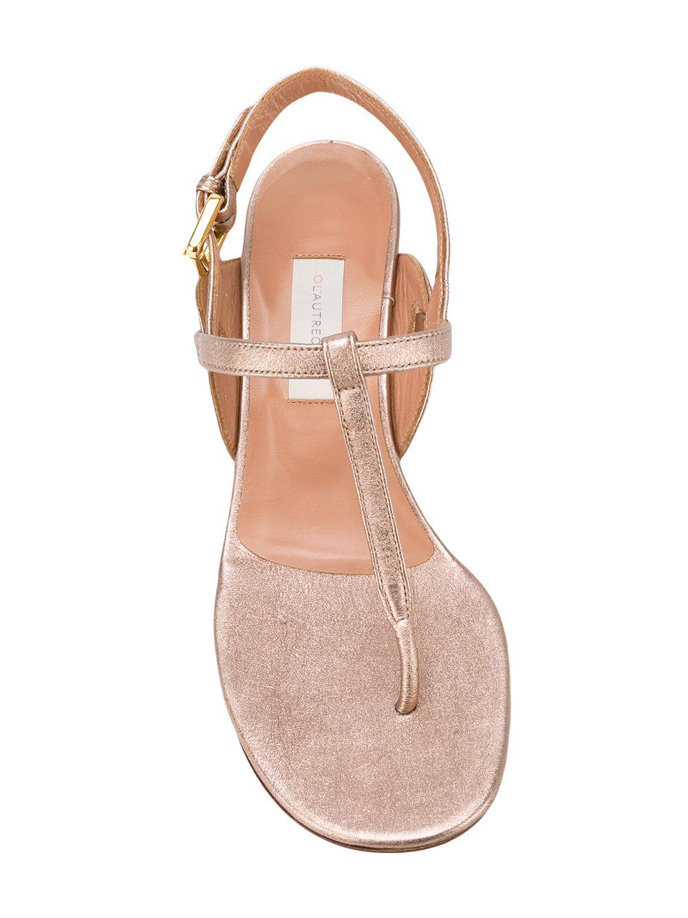 L'Autre Chose Leather Block Heel Thong Sandals in Pink & Purple (Pink) - Lyst