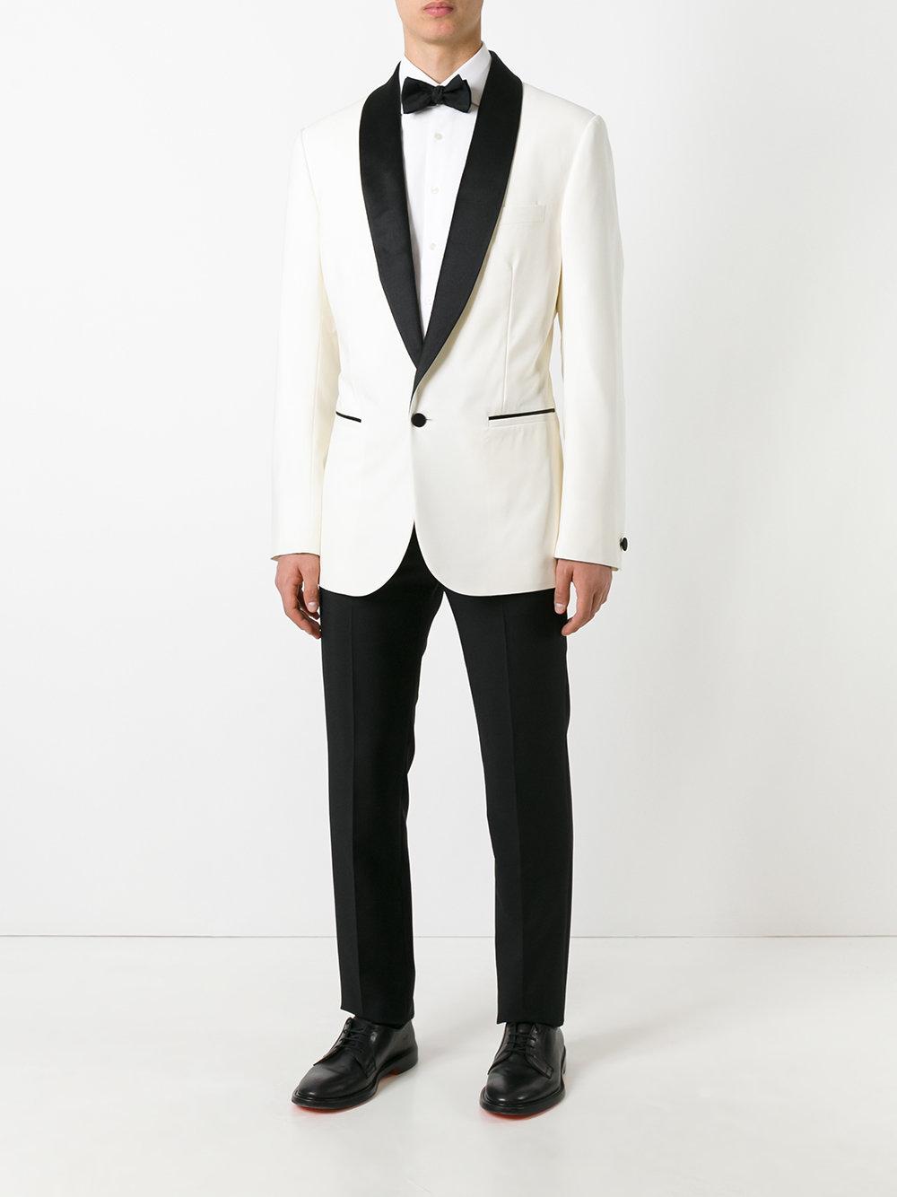 Versace Wool Tuxedo Jacket in White for Men - Lyst