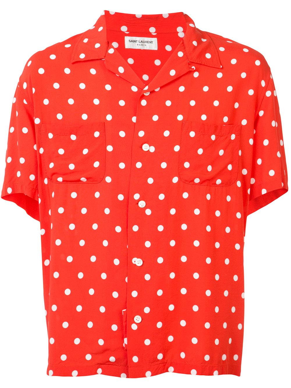 Lyst - Saint Laurent Polka Dot Patterned Shirt in Red for Men