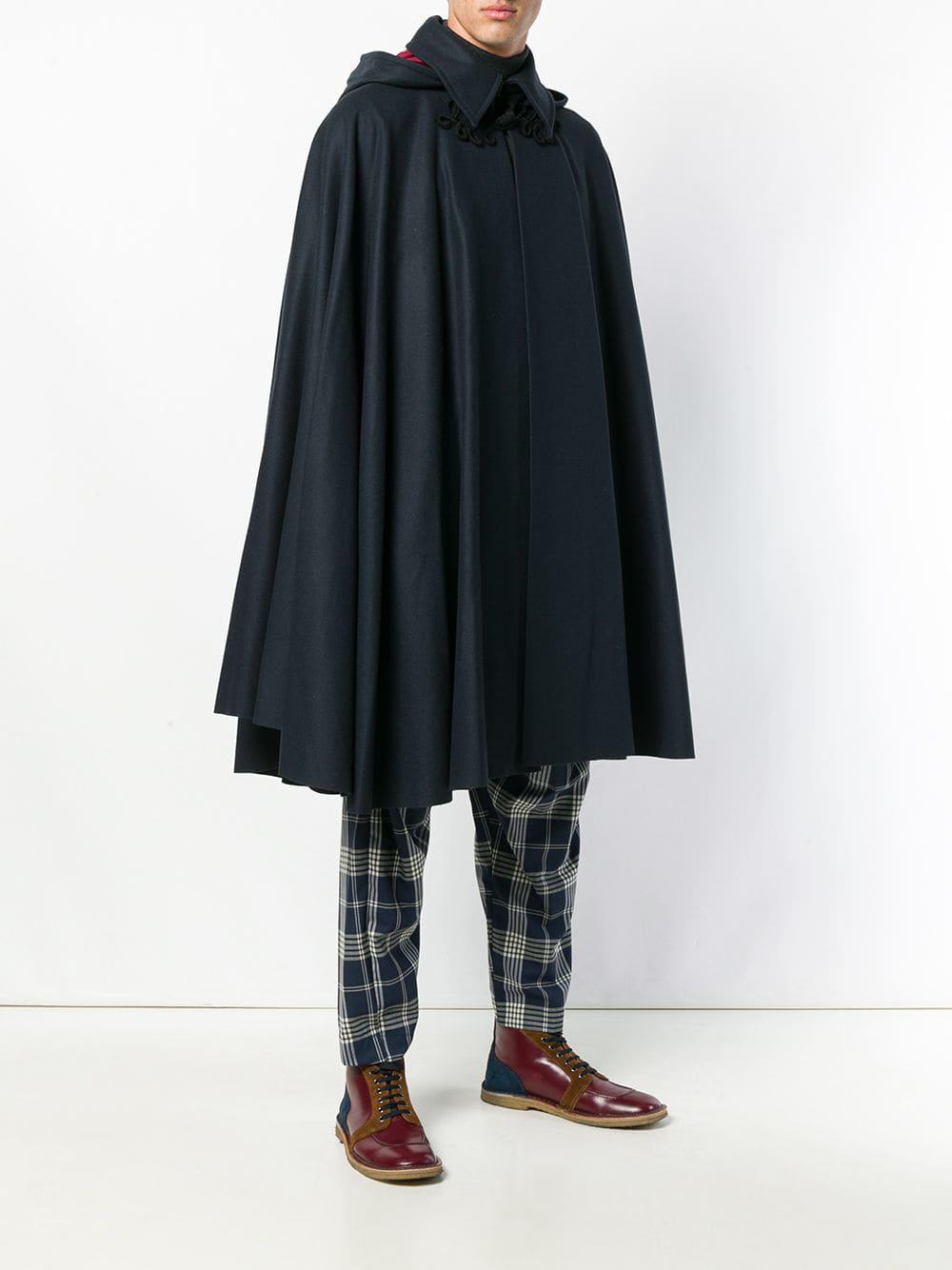 Vivienne Westwood Hooded Cape Coat in Blue for Men - Lyst