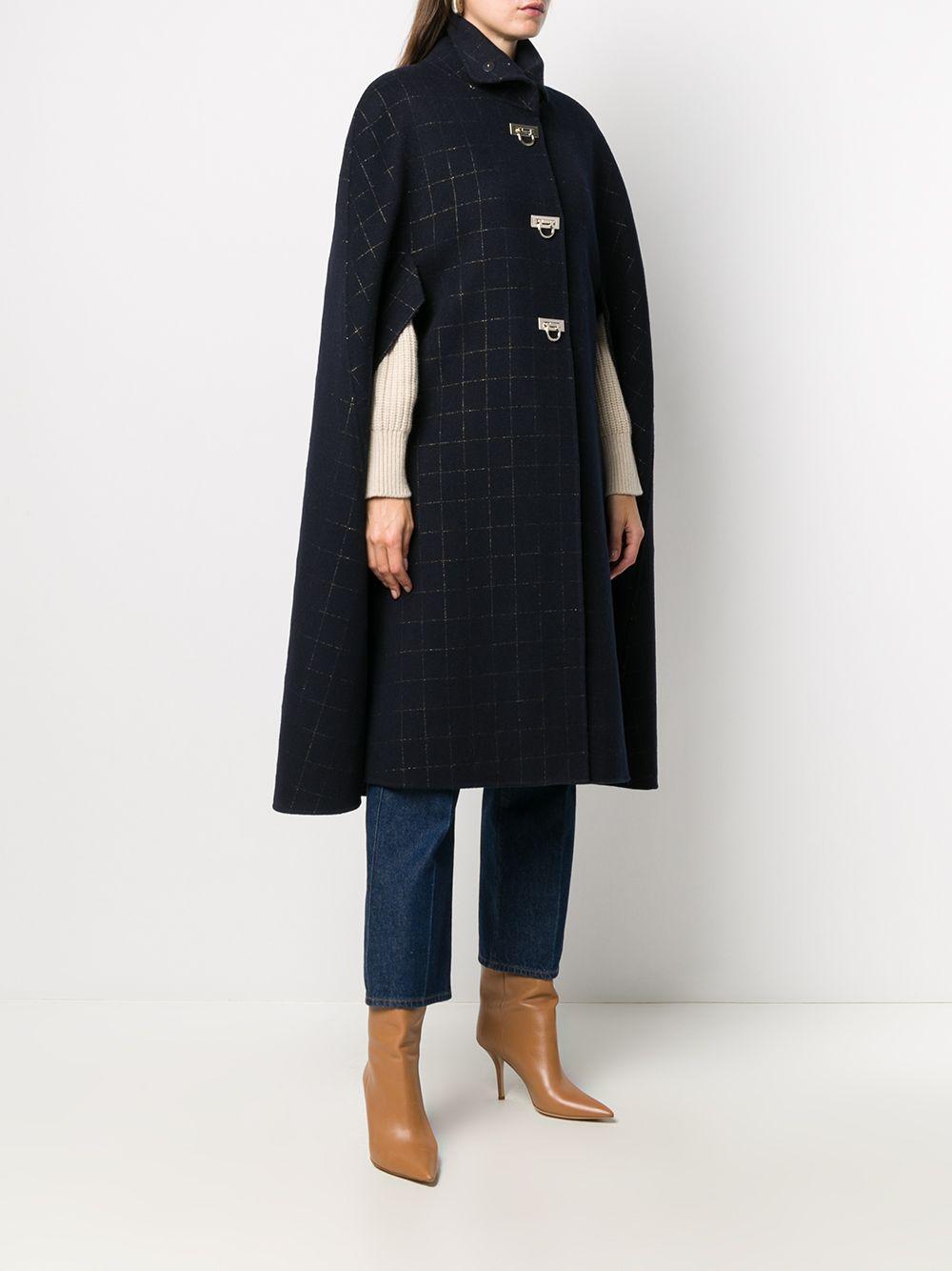 Sandro Wool Check-pattern Cape Coat in Blue - Lyst