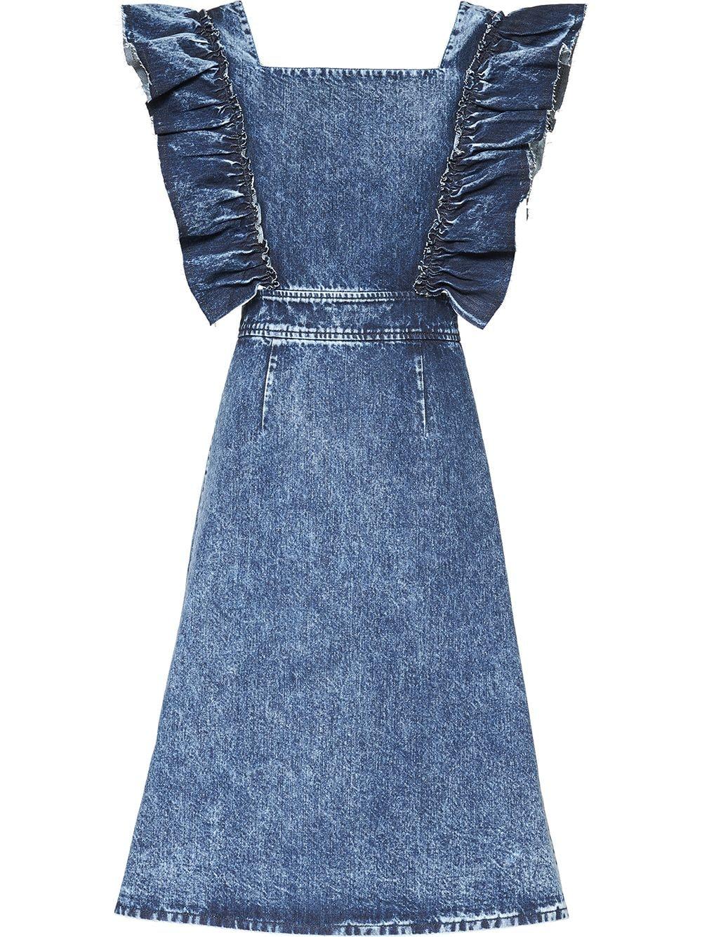 Miu Miu Ruffled Sleeve Denim Dress in Blue | Lyst Canada