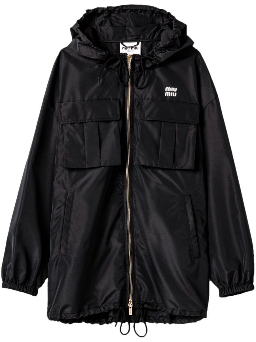 Miu Miu Panelled Parka Coat in Black | Lyst