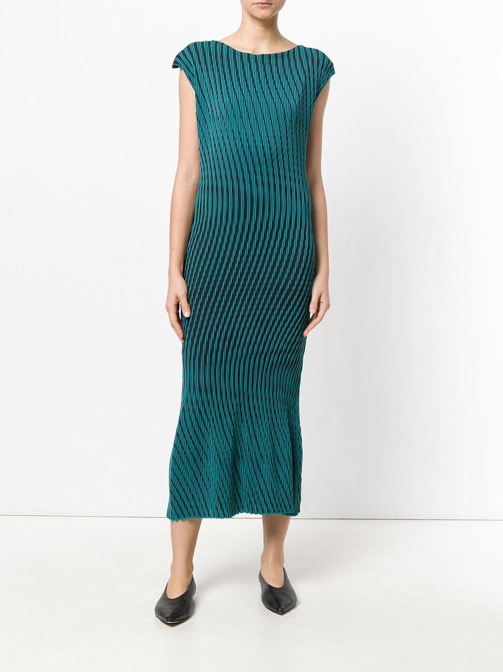Lyst - Issey Miyake Striped Dress in Green