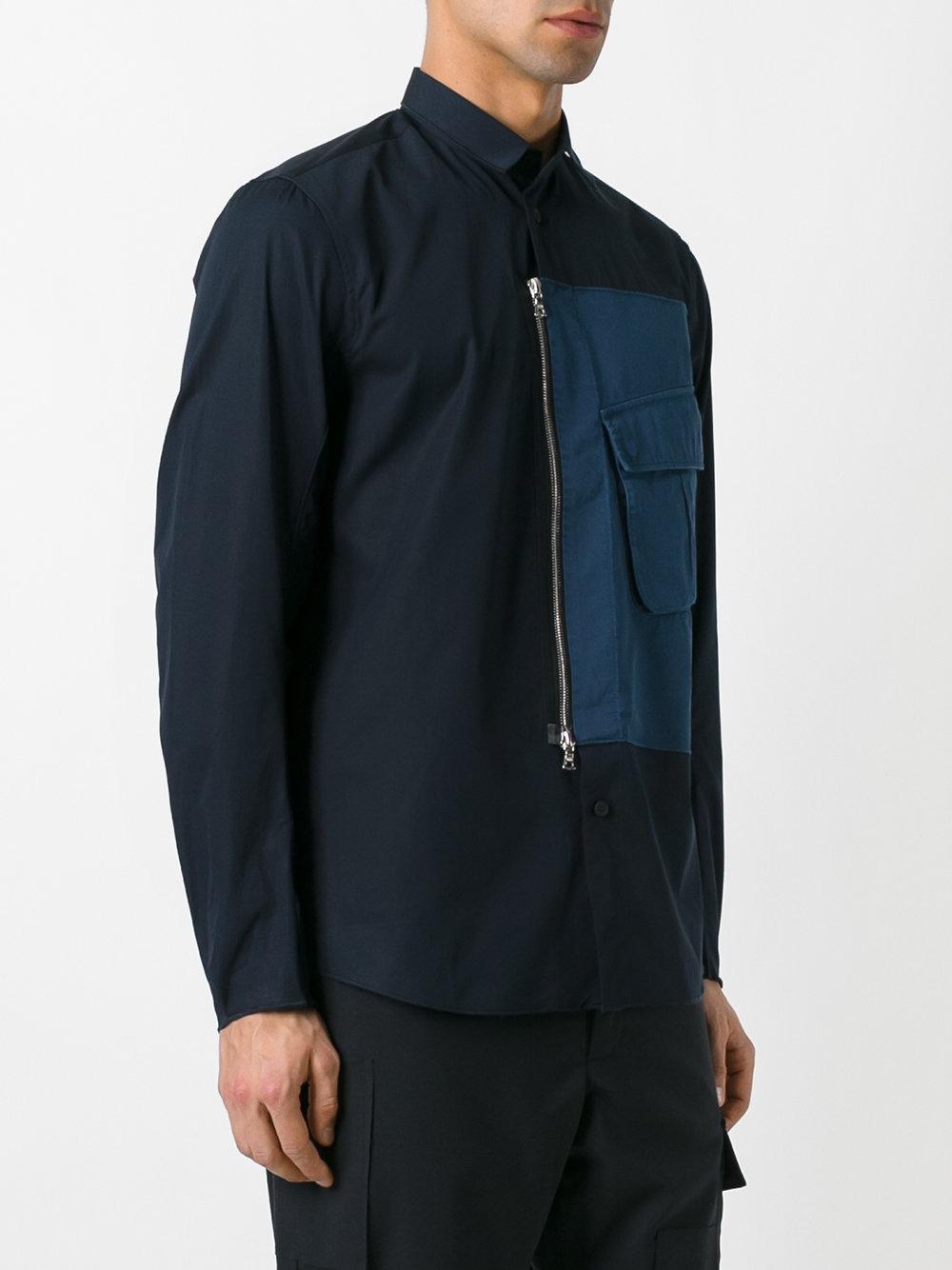 OAMC Cotton Zipped Cargo Pocket Shirt in Blue for Men - Lyst