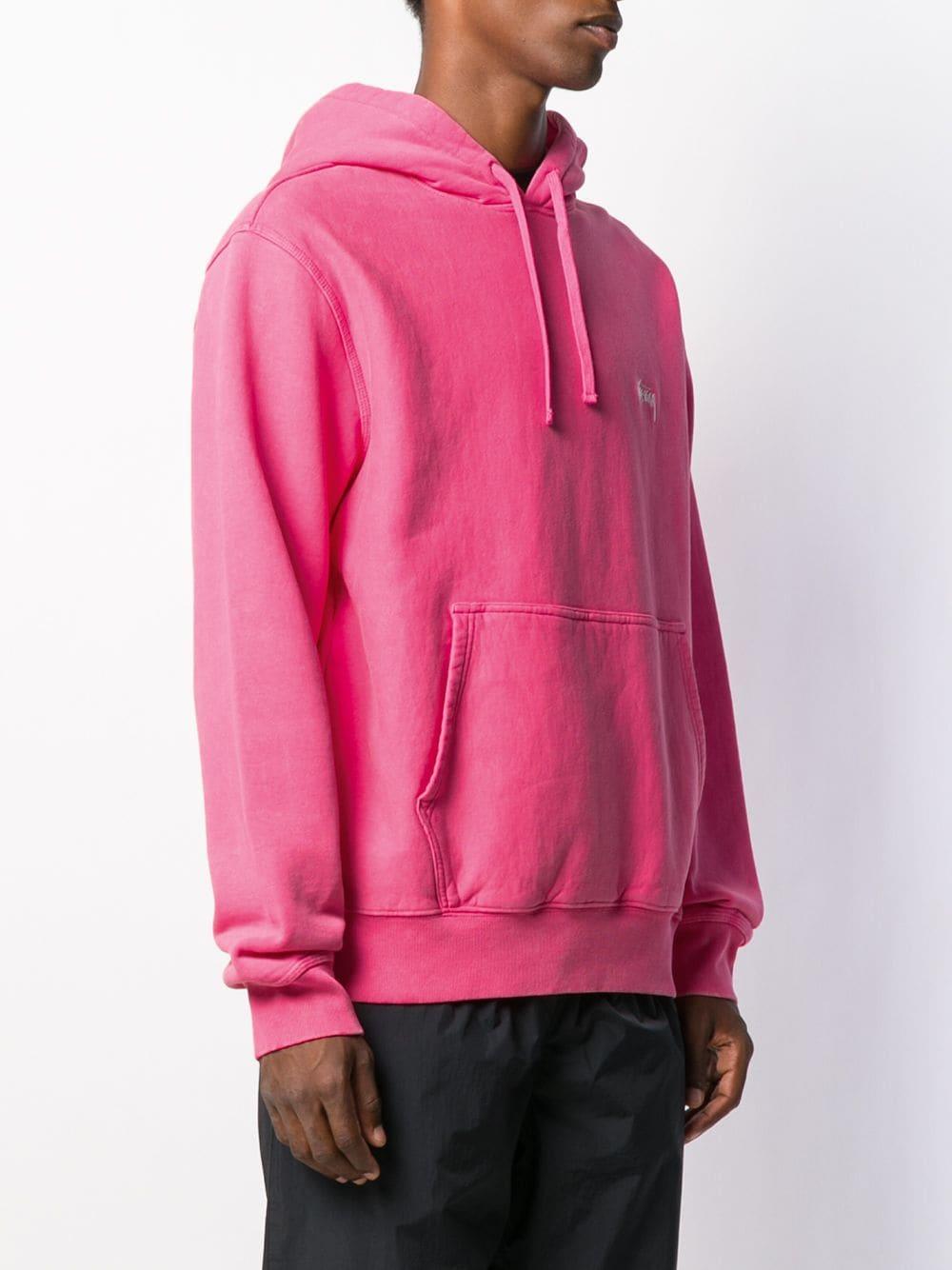 Stussy Stock Logo Hoodie in Pink for Men | Lyst