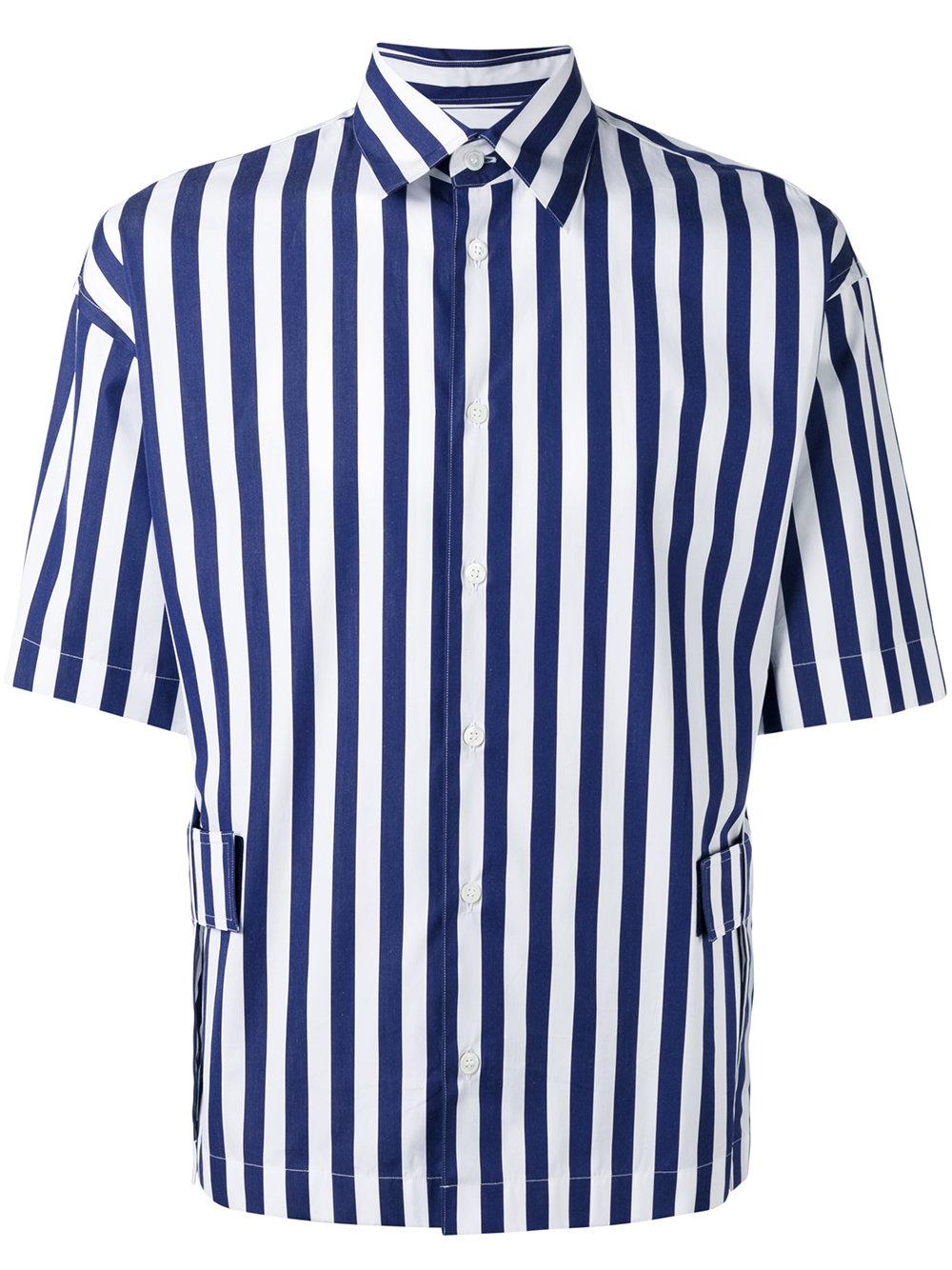 Marni Cotton Striped Short Sleeve Shirt in Blue for Men - Lyst
