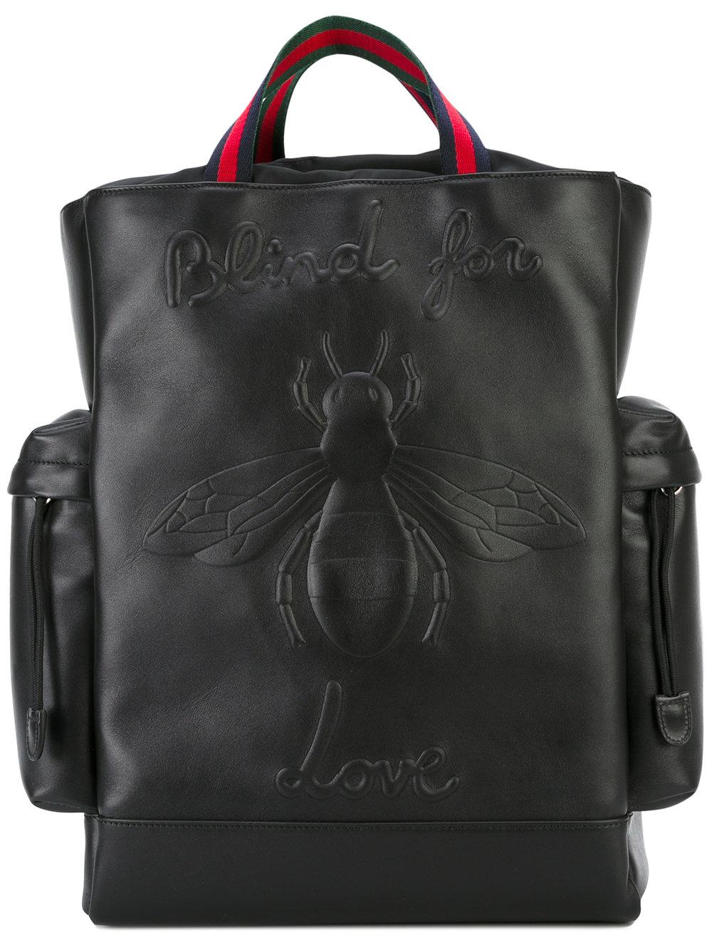 Gucci Leather Bee Embossed Backpack in 