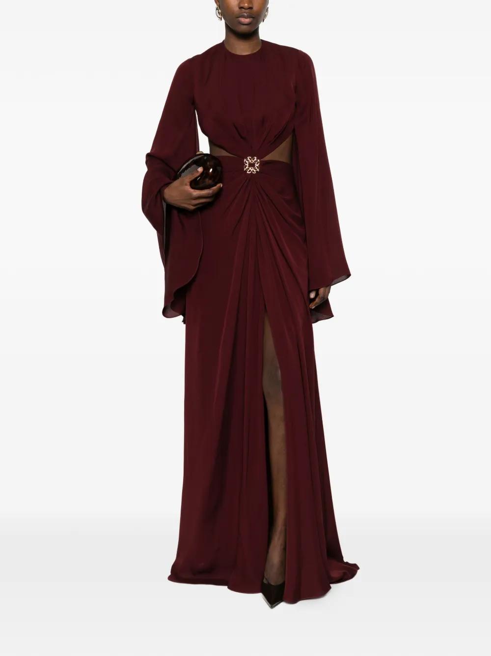 elie saab burgundy dress Bead Embroidered Long Dress  ELIE SAAB