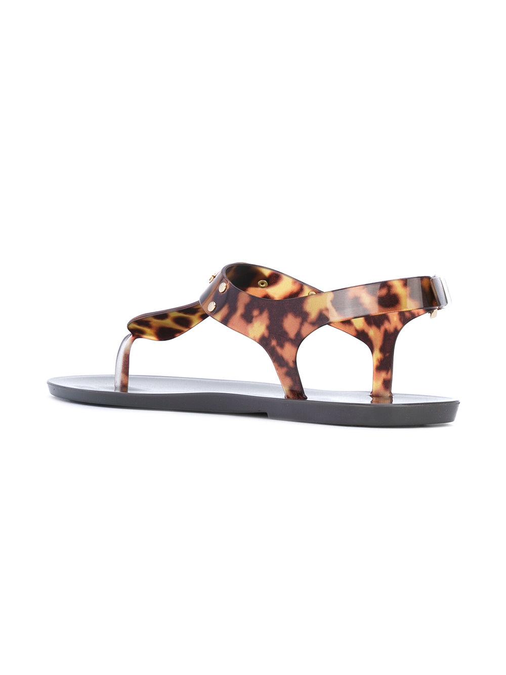 MICHAEL Michael Kors Leopard Jelly Sandals in Brown | Lyst