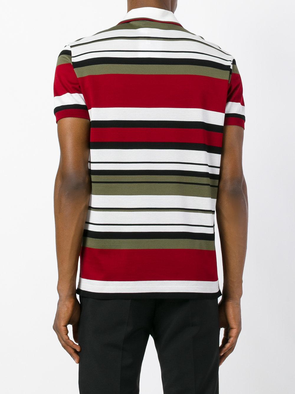 Ferragamo Cotton Horizontal Striped Polo Shirt in Red for Men - Lyst