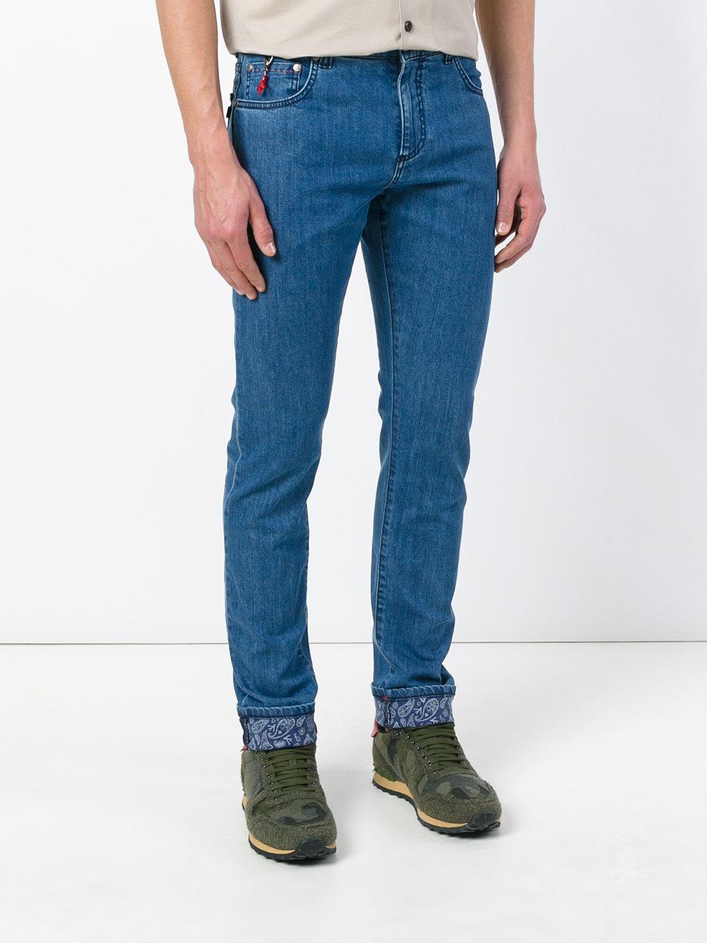 Lyst - Isaia Paisley Lined Skinny Jeans in Blue for Men