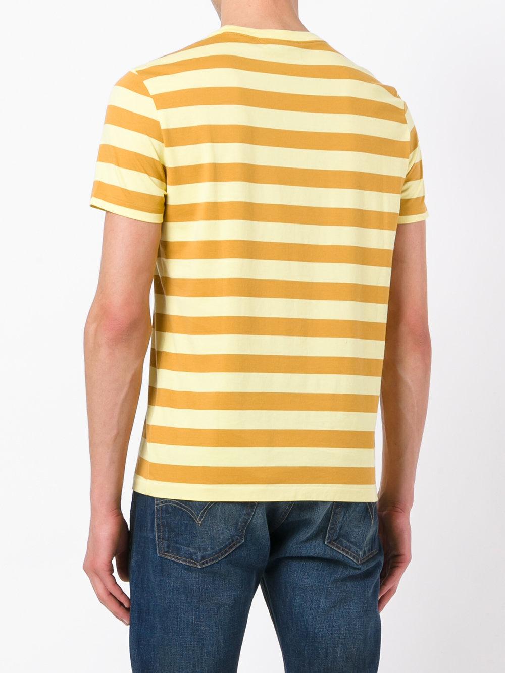 Lyst - Burberry Striped Cotton T-shirt Pale Yellow/ochre Yellow in ...