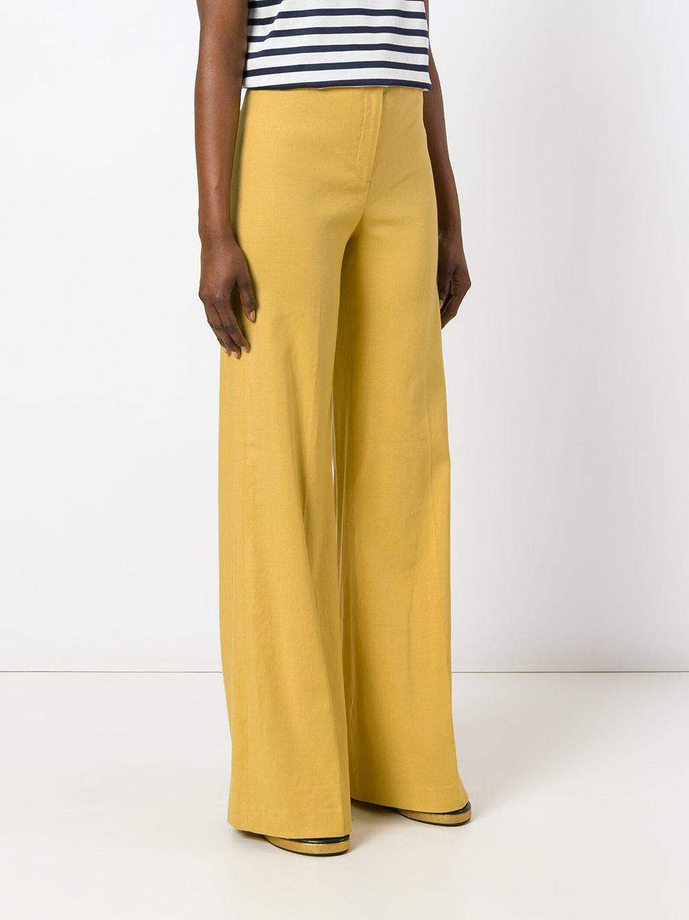 Theory Flared Trousers in Yellow | Lyst