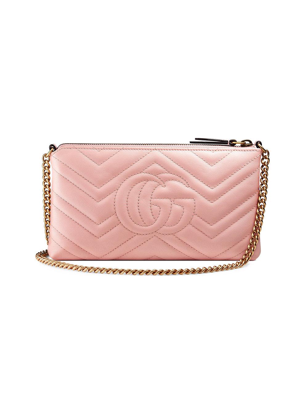 Gucci Gg Marmont Mini Chain Bag in Pink | Lyst
