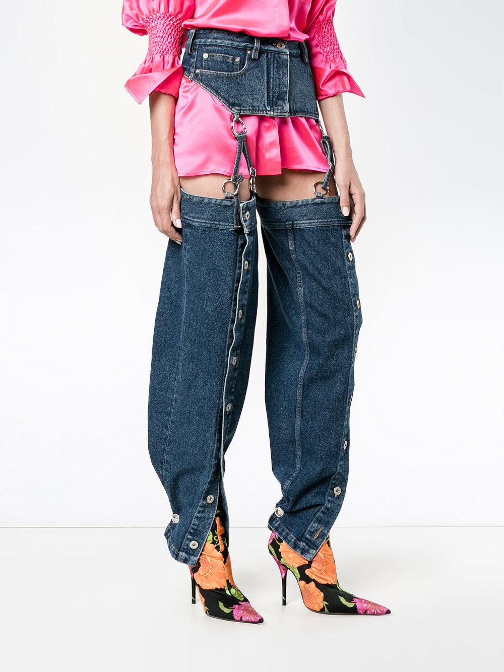 Y. Project - High Waisted Denim Chaps - Women - Cotton - 36 in 