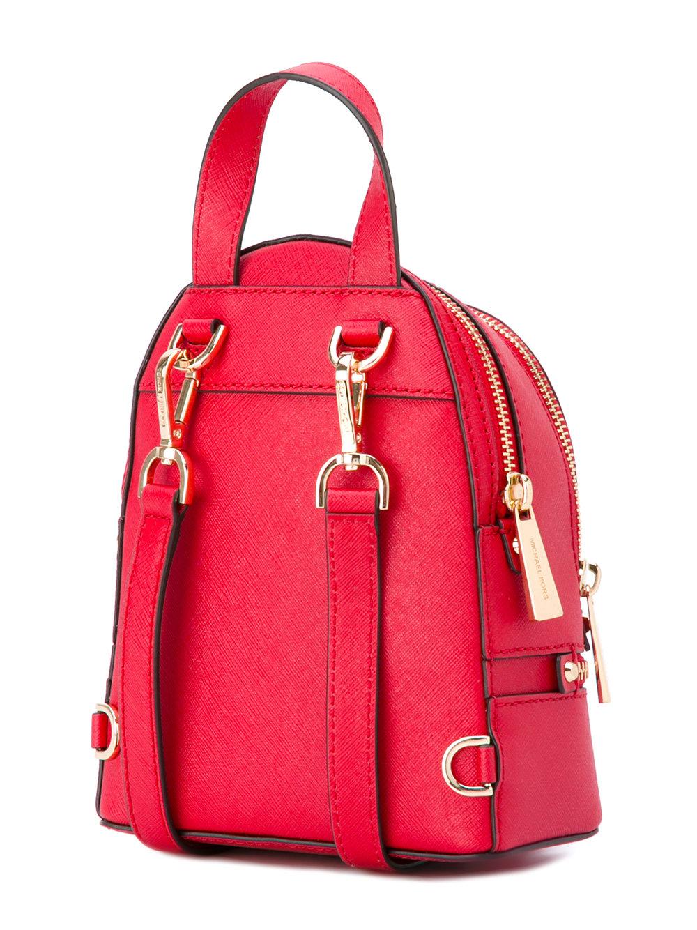 MICHAEL Michael Kors Leather Rhea Extra Small Backpack in Red - Lyst