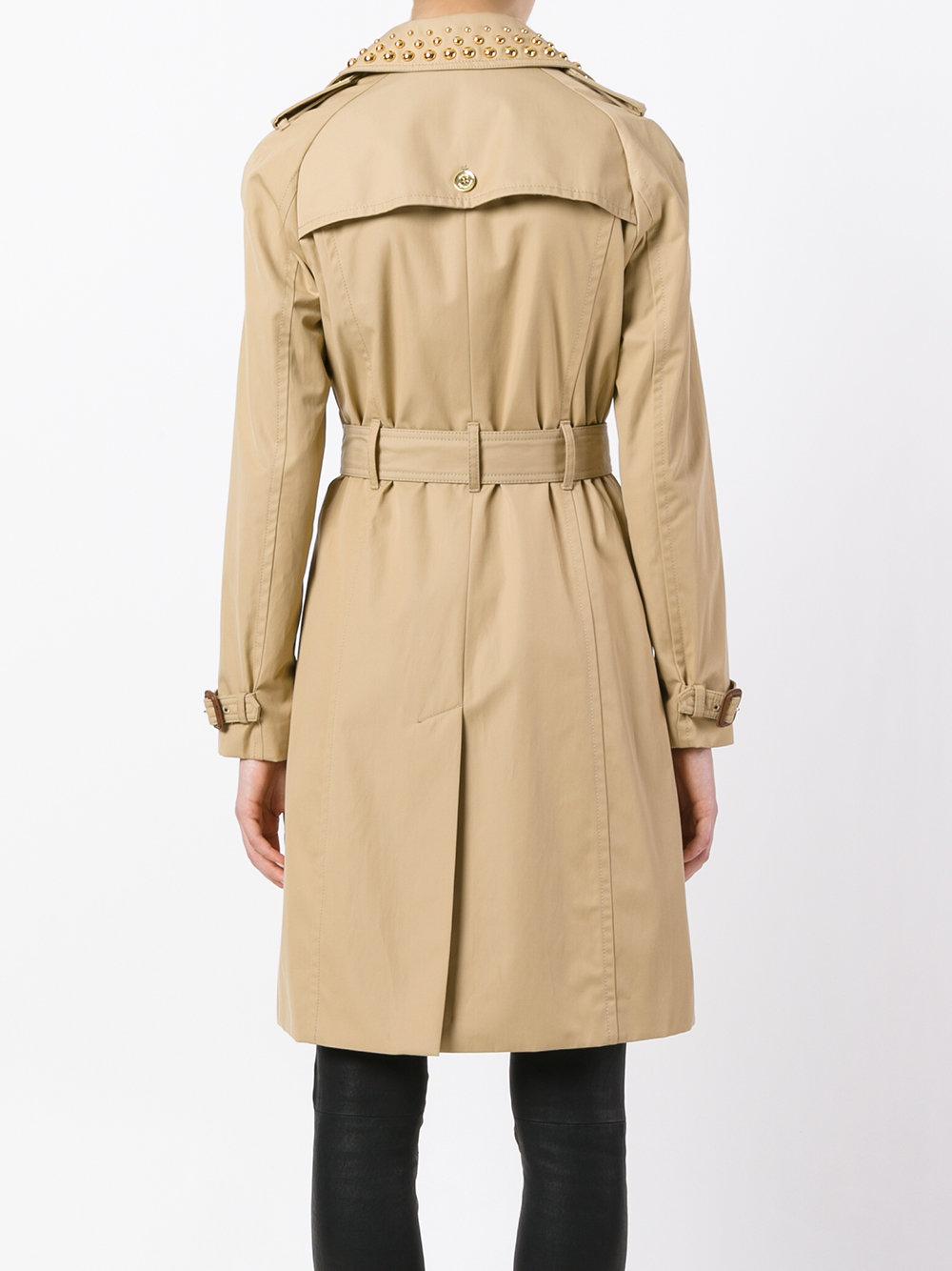 MICHAEL Michael Kors Cotton Studded Trench Coat in Natural - Lyst