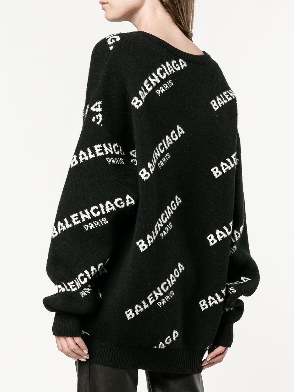 Balenciaga Wool Logo Jumper in Black - Lyst