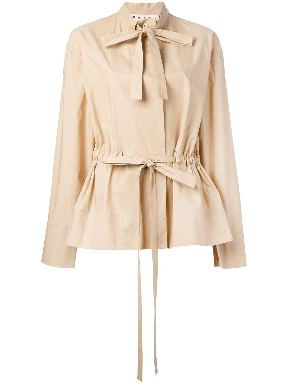 Lyst - Marni Pussy Bow Military Blouse in Natural