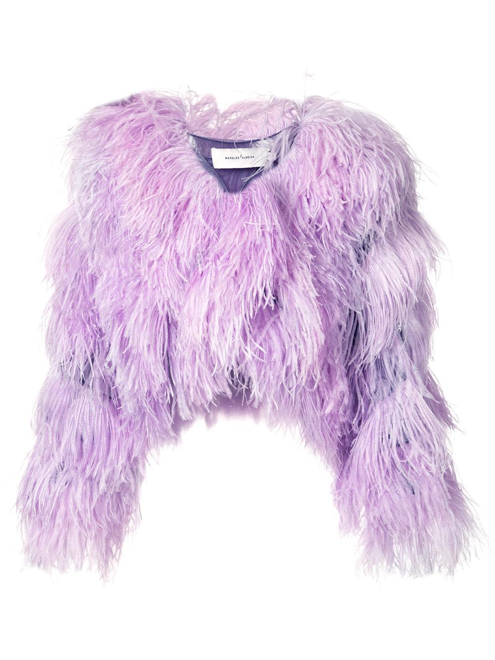 Marques'Almeida Cropped Feather Shrug in Purple | Lyst