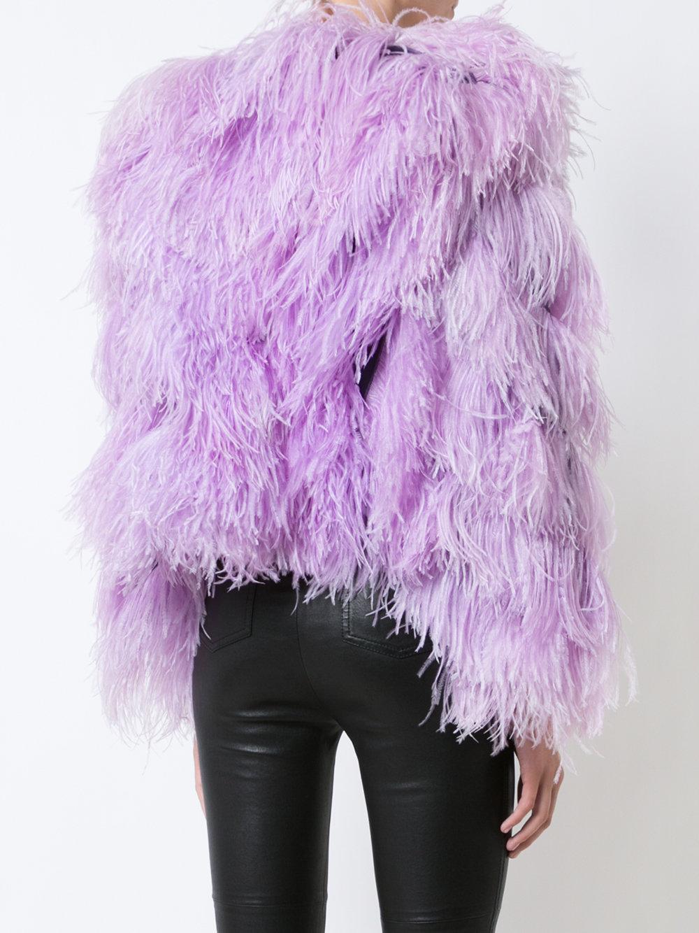 Marques'Almeida Cropped Feather Shrug in Purple | Lyst