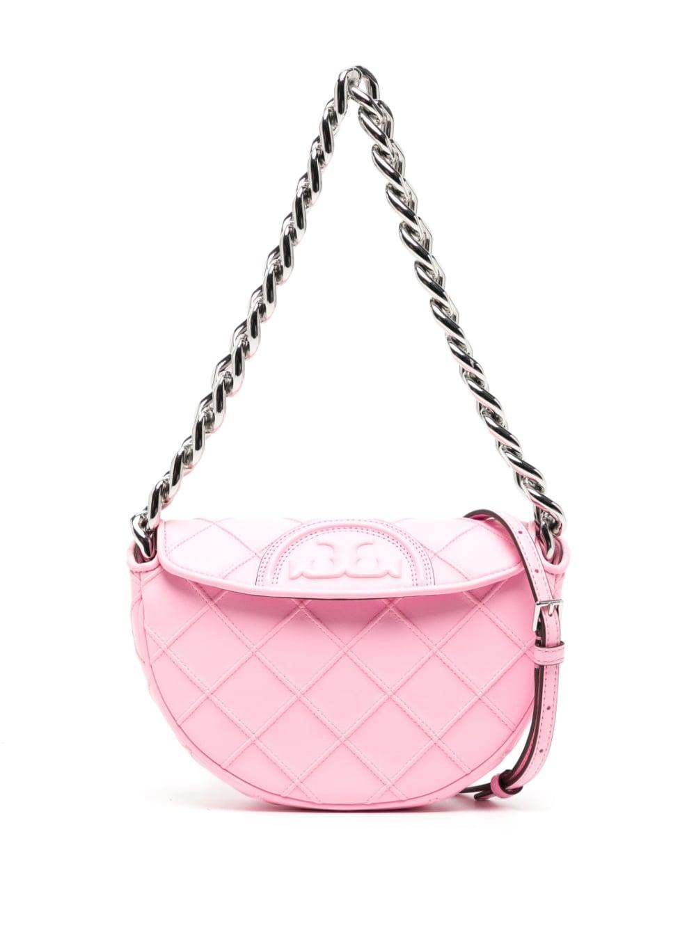 Tory Burch Fleming Crescent Leather Mini Bag in Pink