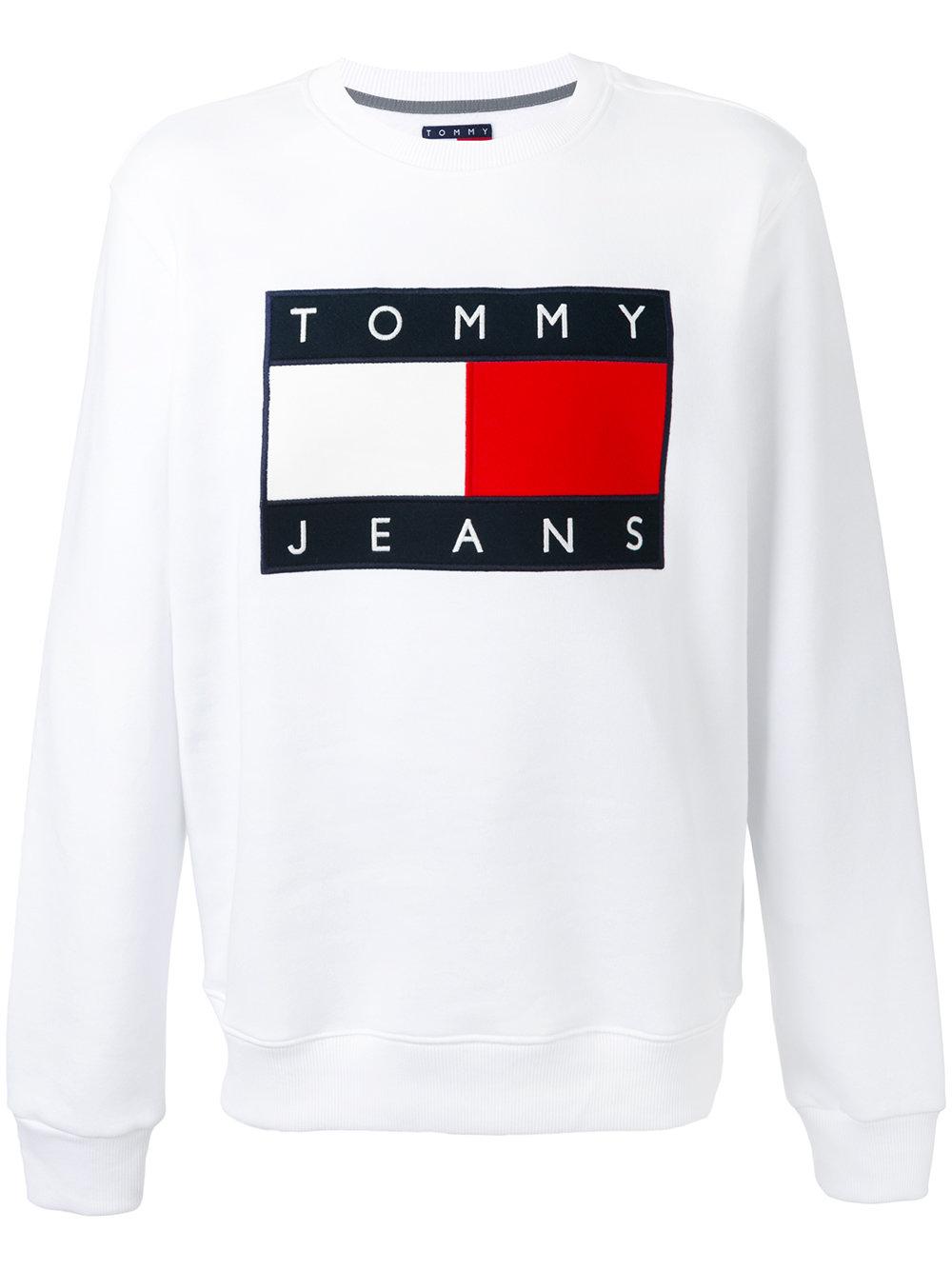 Tommy hilfiger Classic Logo Printed Sweatshirt in White for Men | Lyst