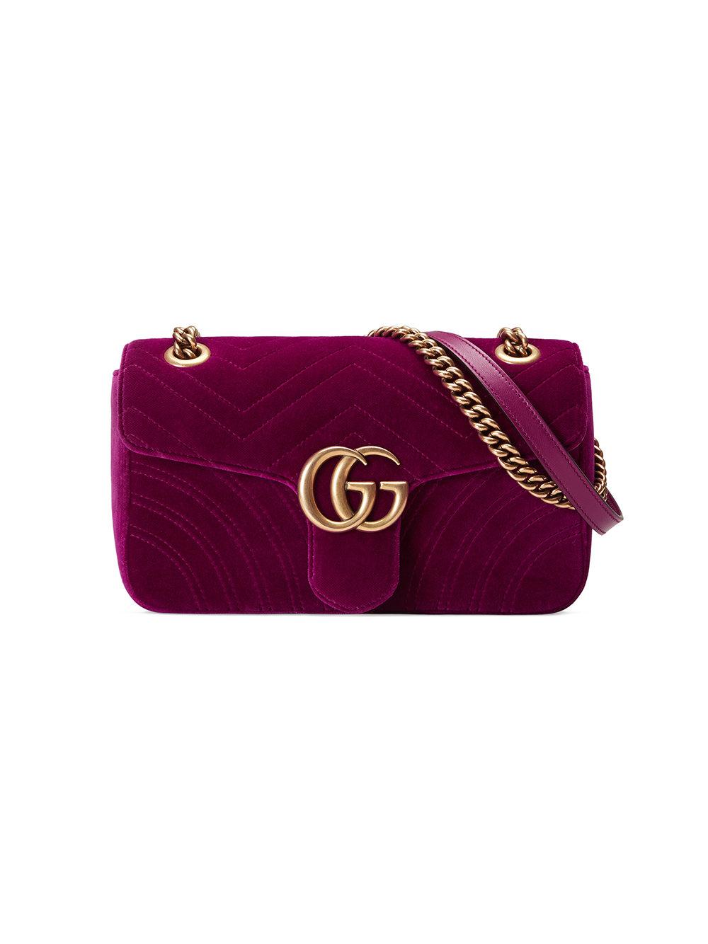 Gucci Gg Marmont Velvet Shoulder Bag in Purple - Save 17% | Lyst