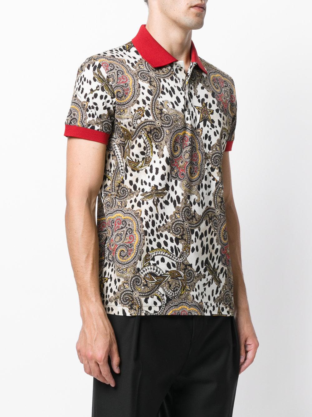 Roberto Cavalli Cotton Leopard Paisley Print Polo Shirt for Men - Lyst