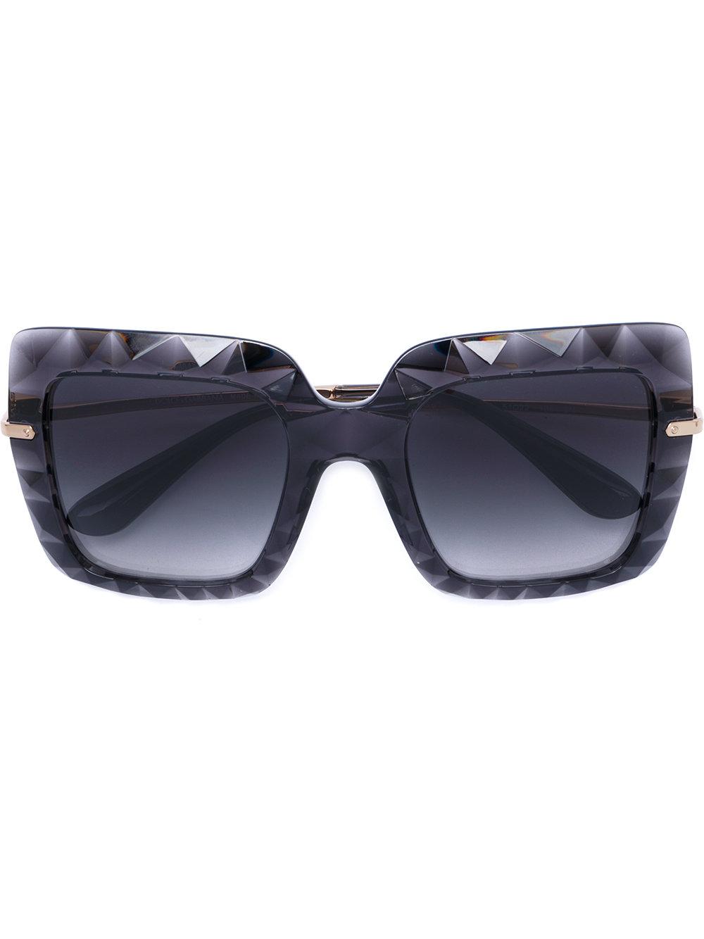 Dolce & gabbana Geometric Frame Square Sunglasses in Grey | Lyst