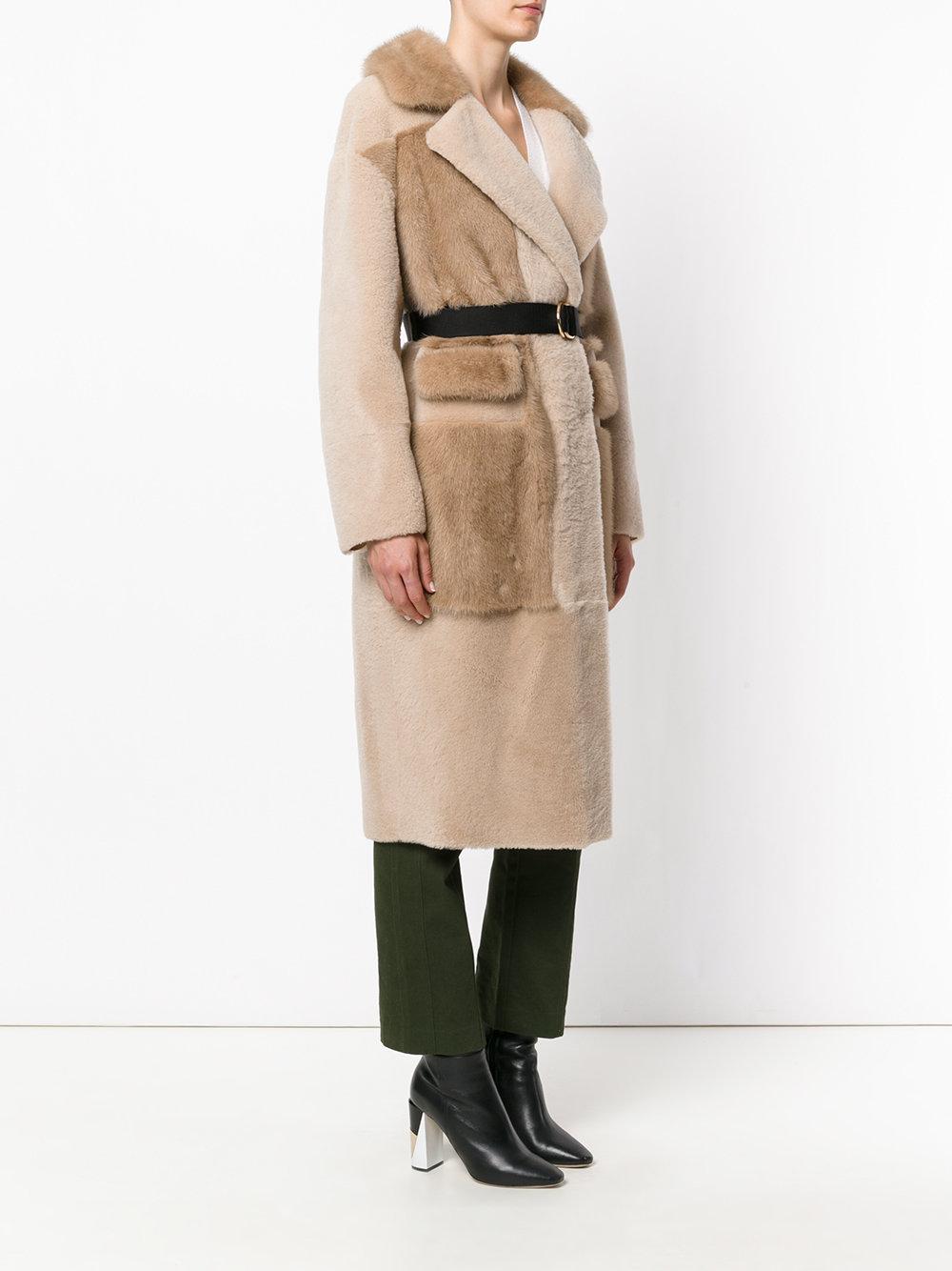 Blancha Fur Oversized Coat in Natural Lyst