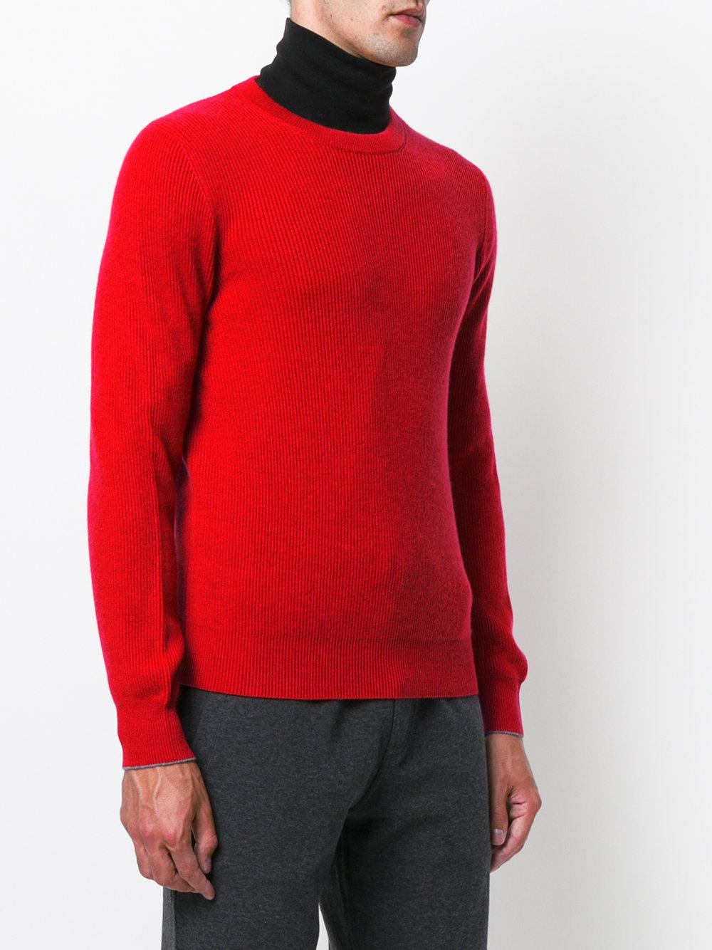 Brunello Cucinelli Cashmere Sweater in Red for Men - Lyst