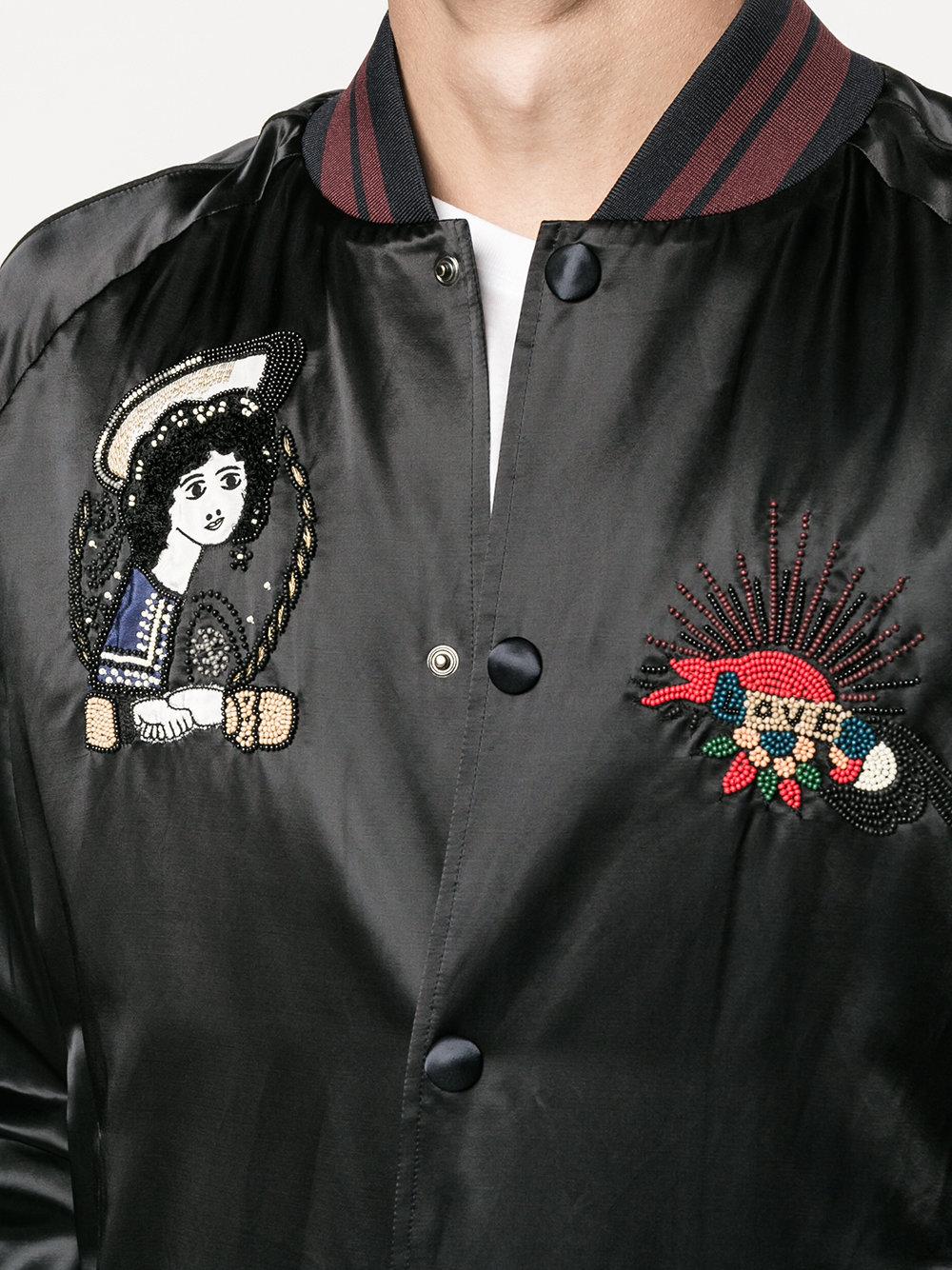Prædike Mew Mew ubehagelig Valentino Tattoo Embroidered Souvenir Jacket in Blue for Men | Lyst