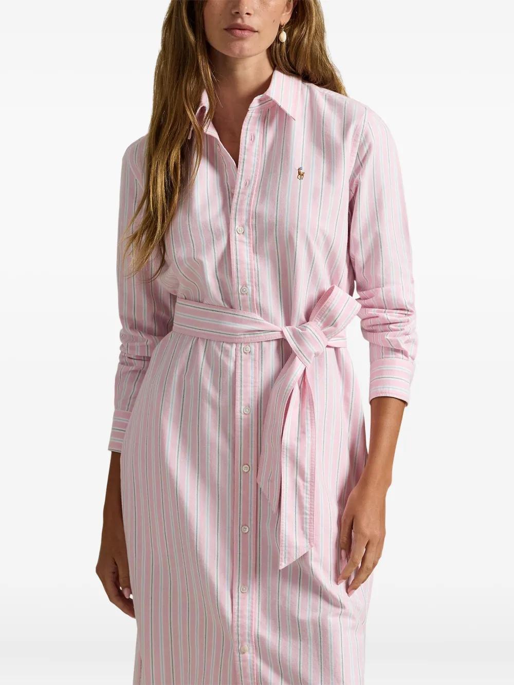 pink ralph lauren oxford dress POLO RALPH LAUREN - Women's Oxford shirt dress with belt - pink