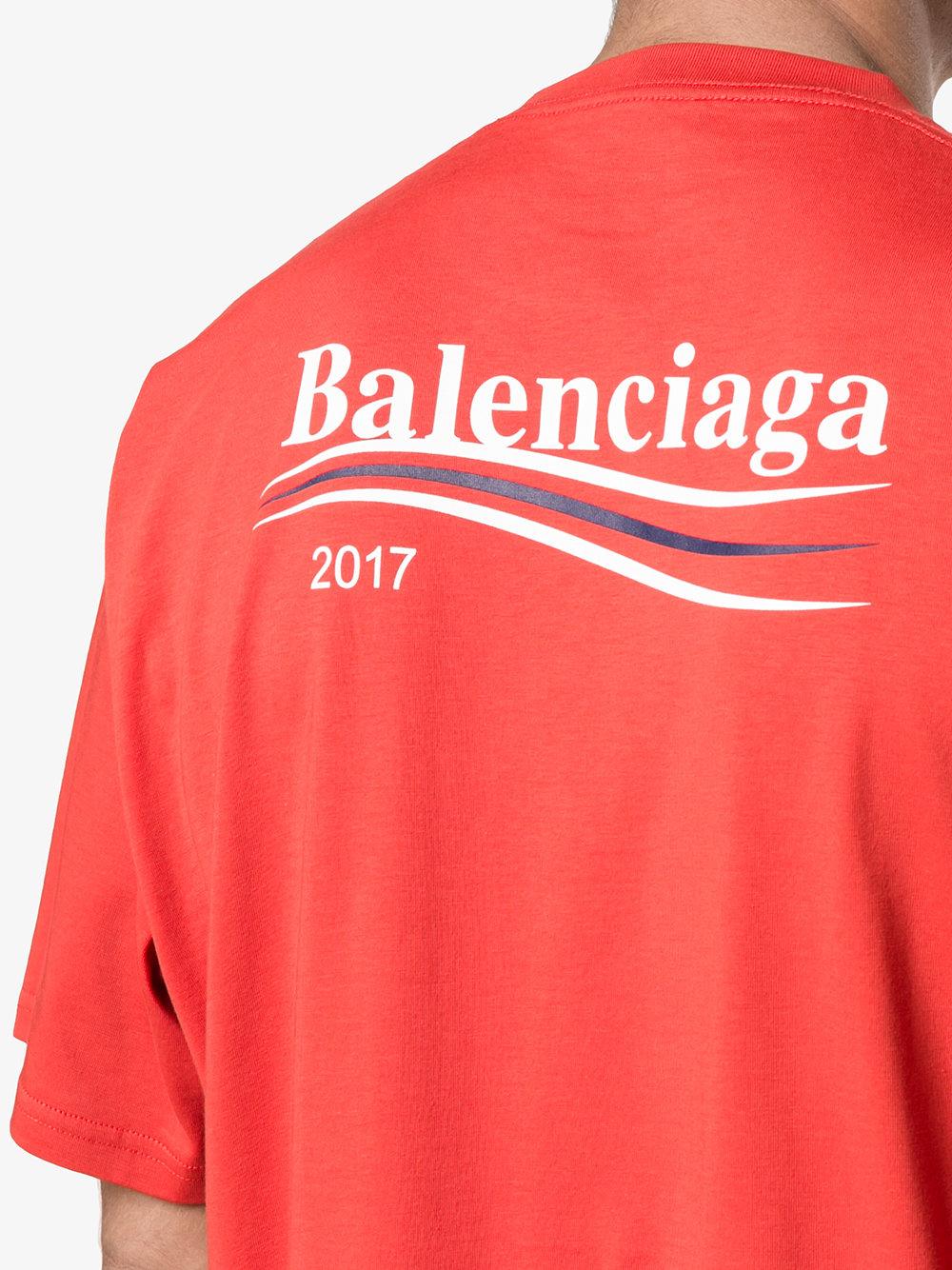 Balenciaga Cotton Oversized Logo T Shirt In Red For Men Lyst