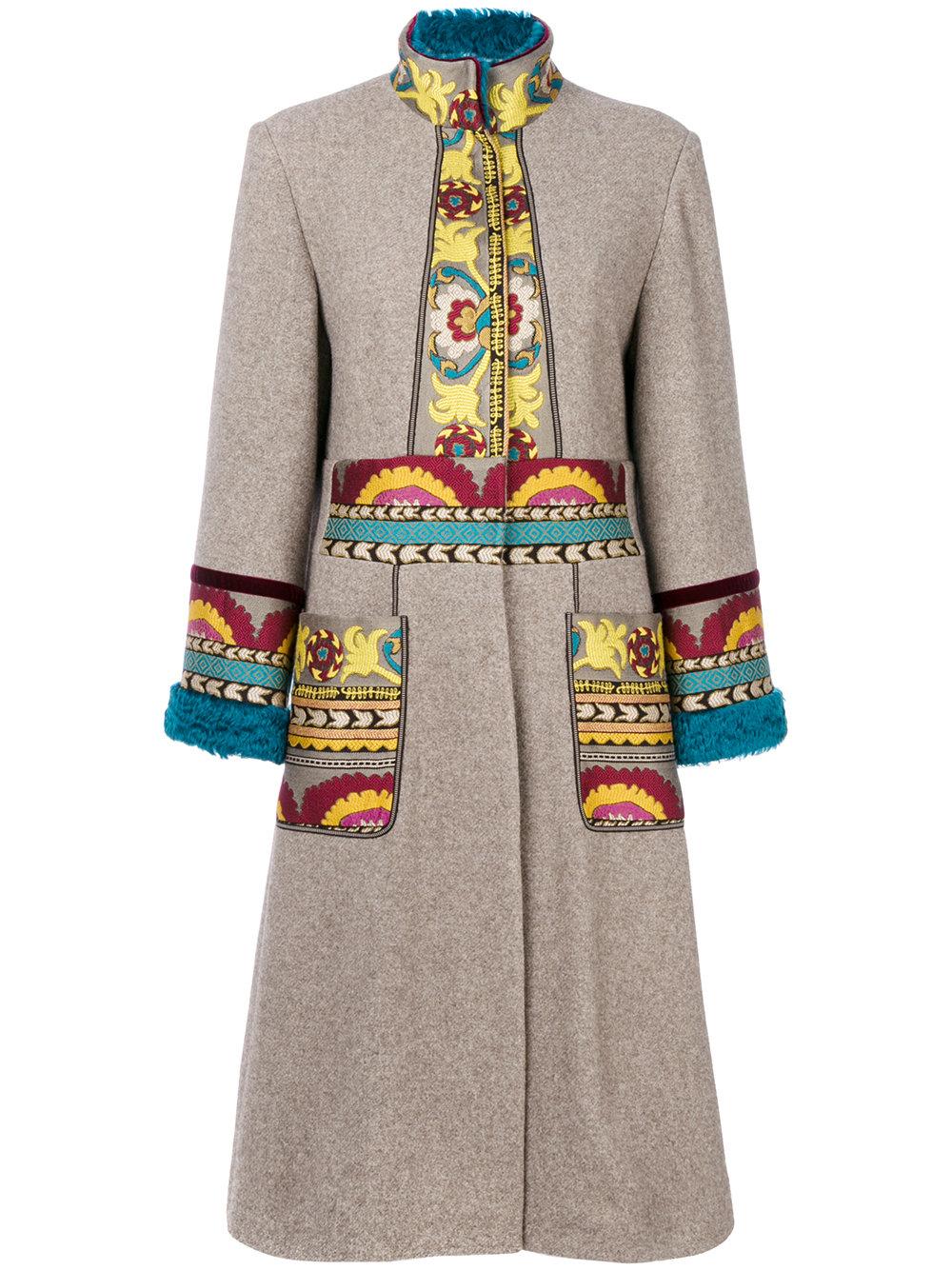 Lyst - Etro Embroidered Cardi-coat in Natural