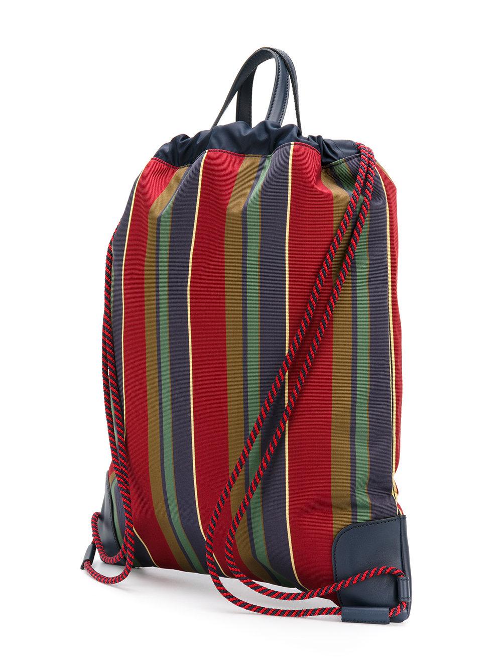 Gucci Synthetic Striped Drawstring Backpack for Men - Lyst