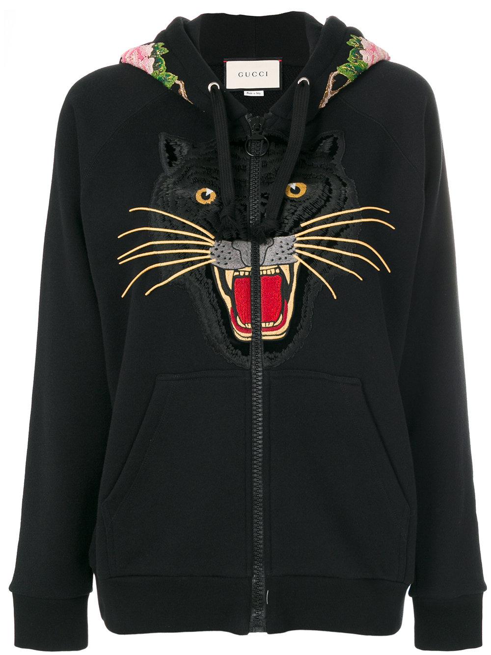 Gucci Cotton Panther Embroidered Hoodie 