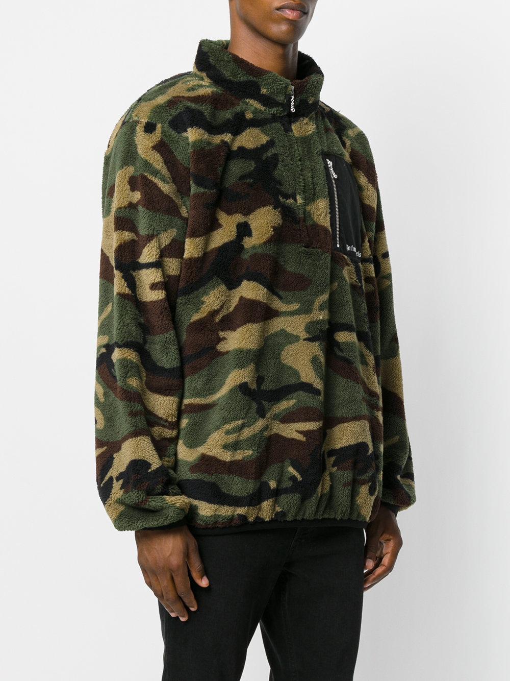 Palm Angels Wool Camouflage Zip Jumper in Green for Men - Lyst