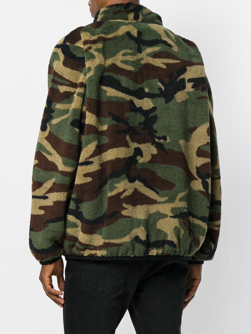 Palm Angels Wool Camouflage Zip Jumper in Green for Men - Lyst