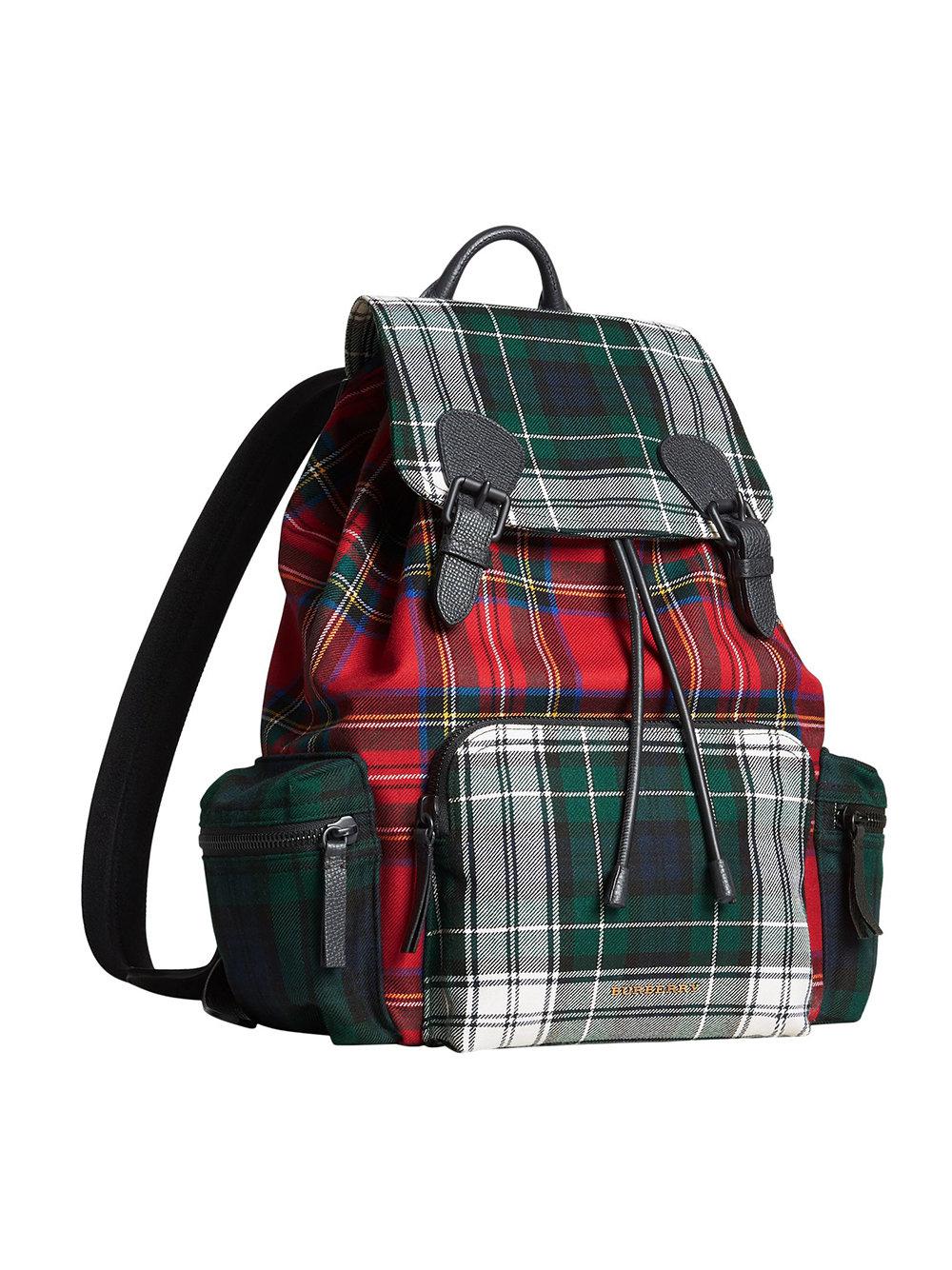 Burberry Leather Large Patchwork Tartan Rucksack in Red | Lyst Australia